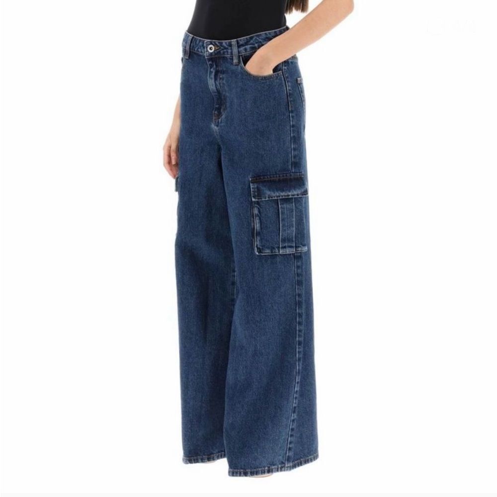 NWT Self Portrait Cargo Jean Wide Leg Denim Size 4 - Picture 12 of 12